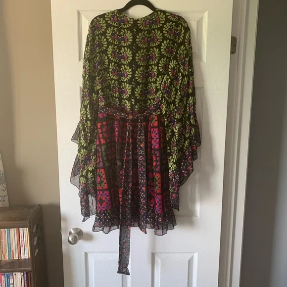 Anna Sui Floral Patchwork Mini Dress - Green and Pink - Picture 13 of 13
